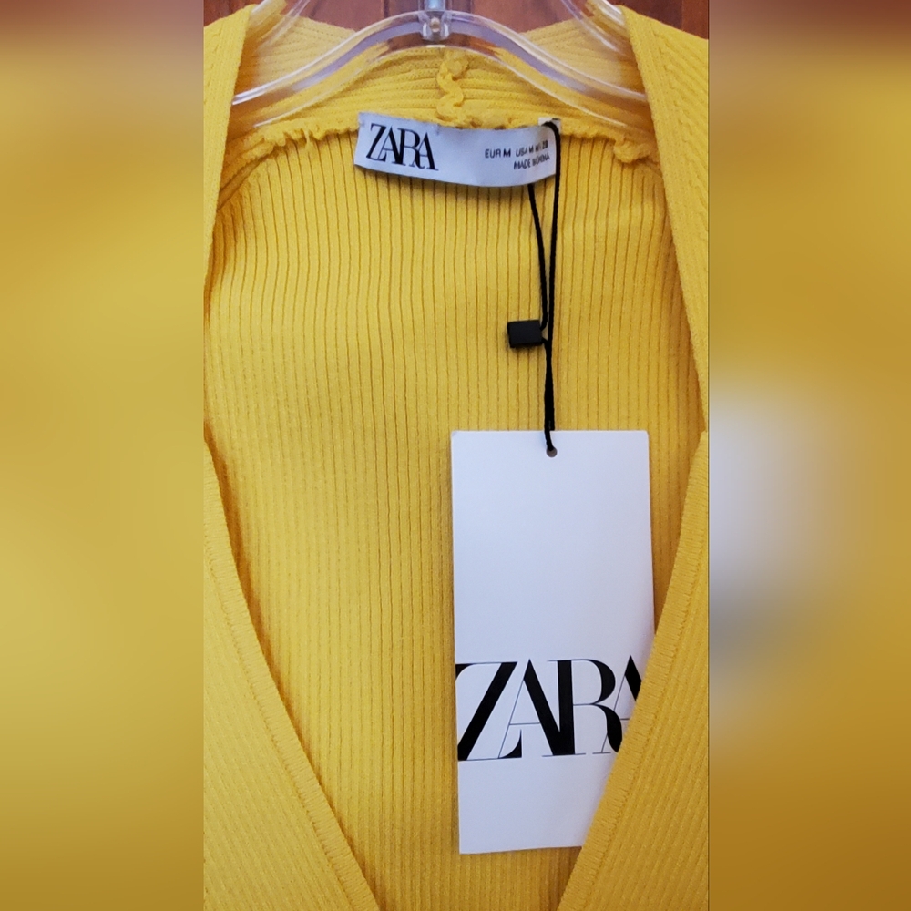 ZARA NWT Ribbed Open Back V-Neck Dress, Medium - Picture 5 of 8